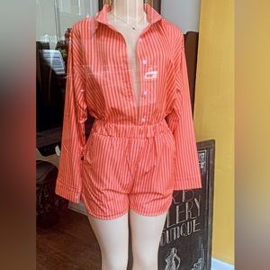 2-piece long sleeve shirt set with pockets